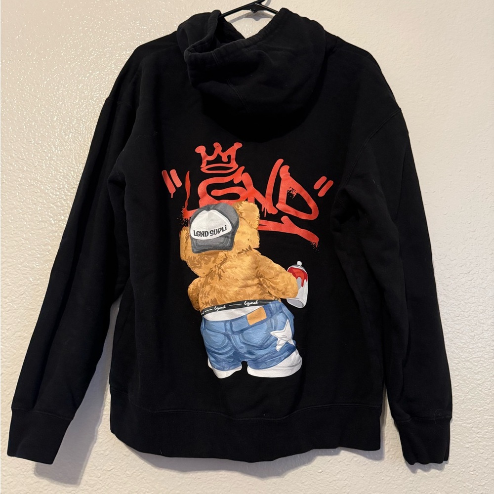LGND Supply Co Black Hoodie with Bear Graphic